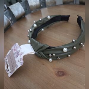 Olive Green Pearl Studded Headband